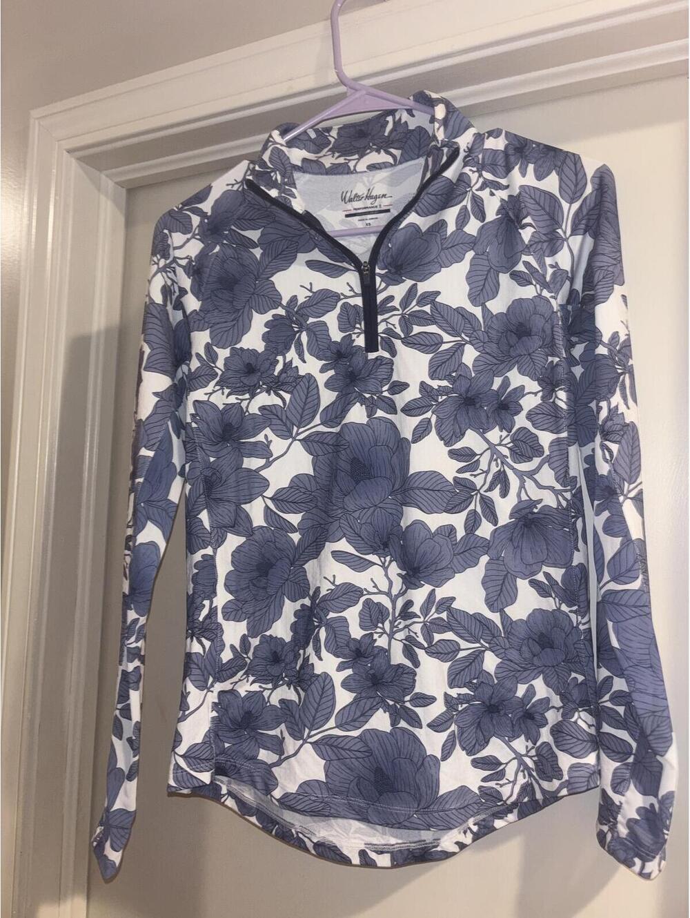 Walter Hagen XS Floral Golf Quarter Zip Pullover UPF 50+ Long Sleeve Top NWOT